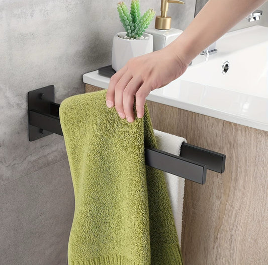 Porte-Serviettes Mural | Acier Noir Mat | Design Moderne