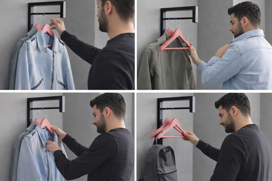 Porte-manteau mural métallique noir – design contemporain et gain de place optimal.