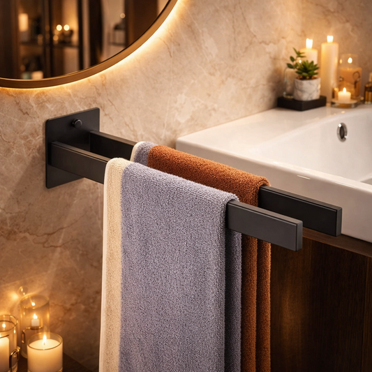 Pack 4 Pièces | Organisateur Salle de Bain Acier Noir Mat