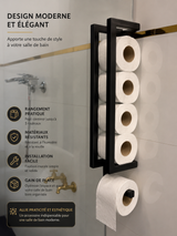 Dérouleur Papier Toilette avec Étagère | Acier Noir & Or | Design Luxe