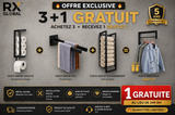 Pack 4 Pièces | Organisateur Salle de Bain Acier Noir Mat